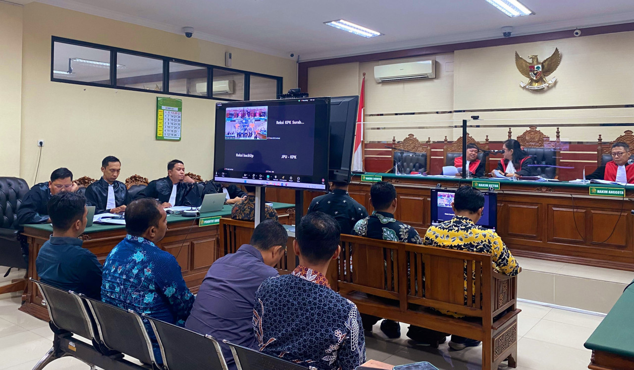 Suasana sidang korupsi BPPD Sidoarjo di Pengadilan Tipikor Surabaya (foto: Alim for jatimnow.com)