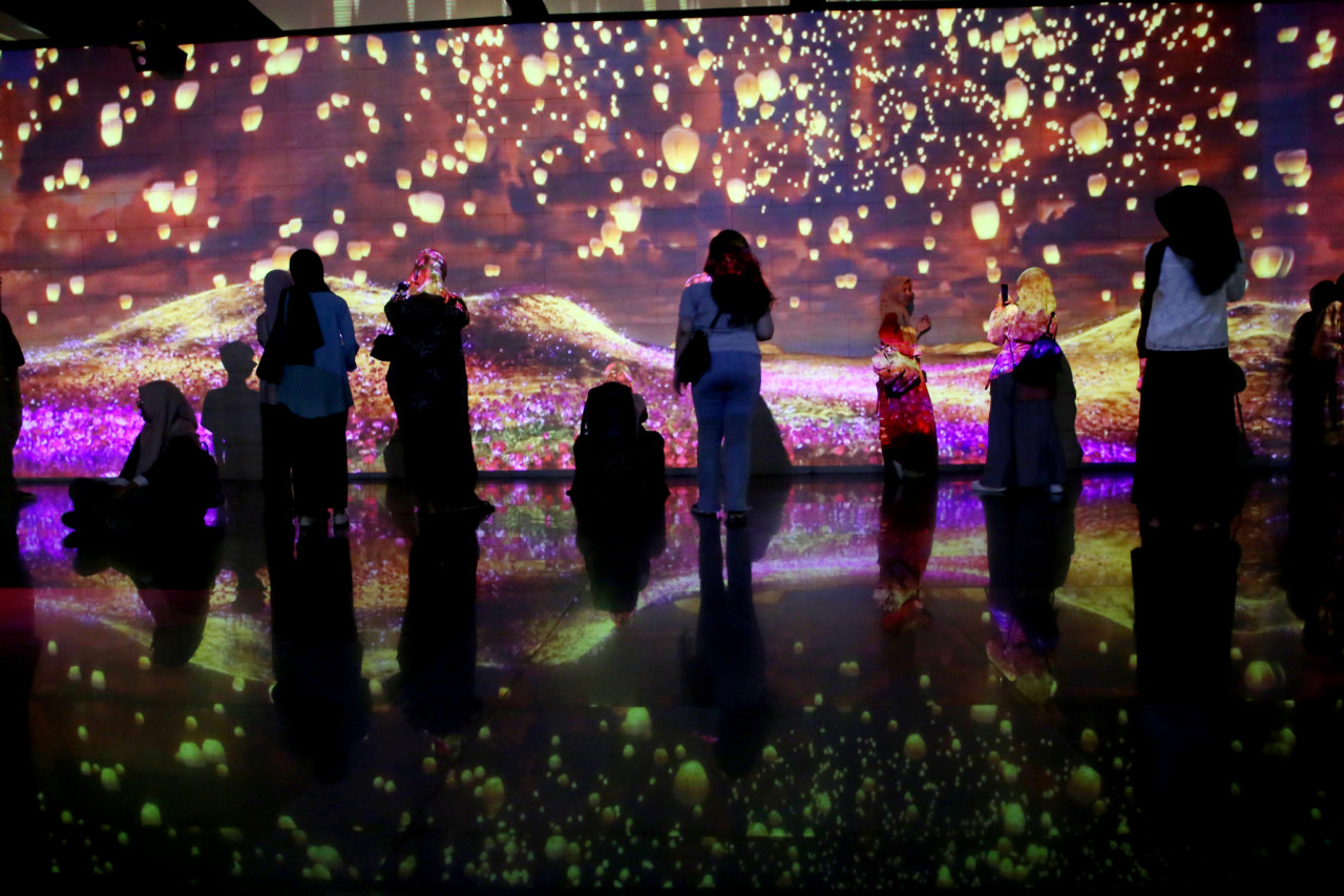 Suasana pameran video mapping di Basement Alun-alun Surabaya (foto-foto: Pemkot Surabaya for jatimnow.com)