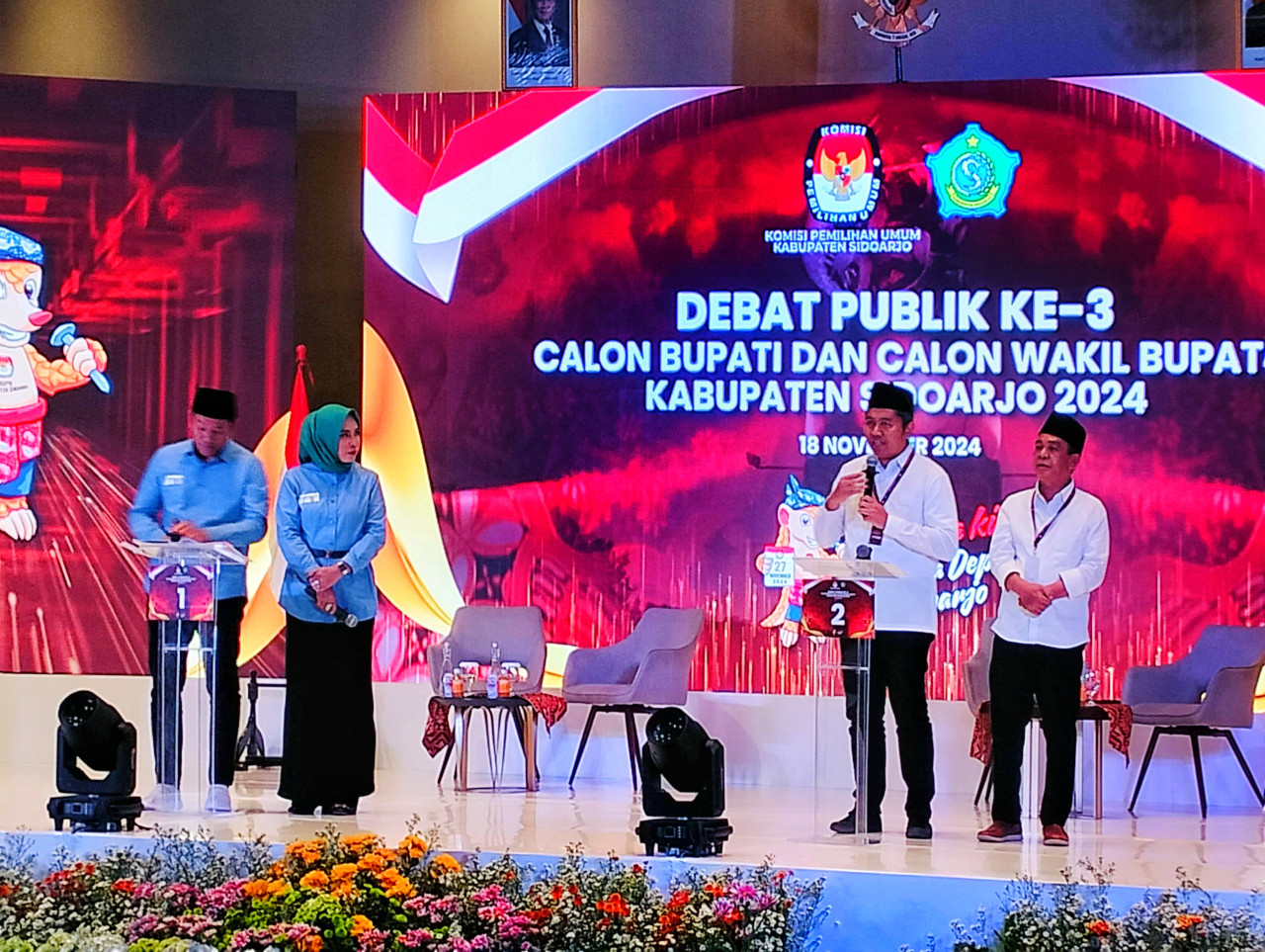 Suasana debat Pilkada Sidoarjo yang digelar KPU di Hotel Aston Sidoarjo. (Foto: Ahaddiini HM/jatimnow.com)