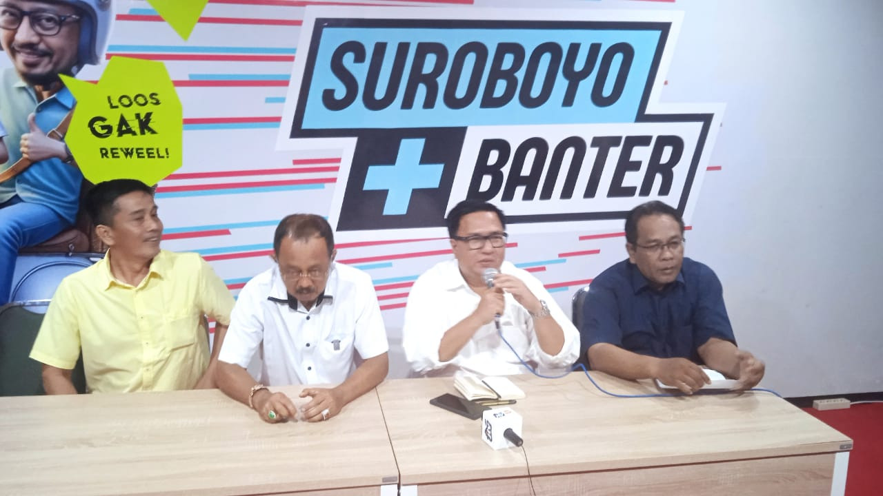 Konferensi di posko pemenangan Eri - Armuji (Foto: Munir/jatimnow.com)