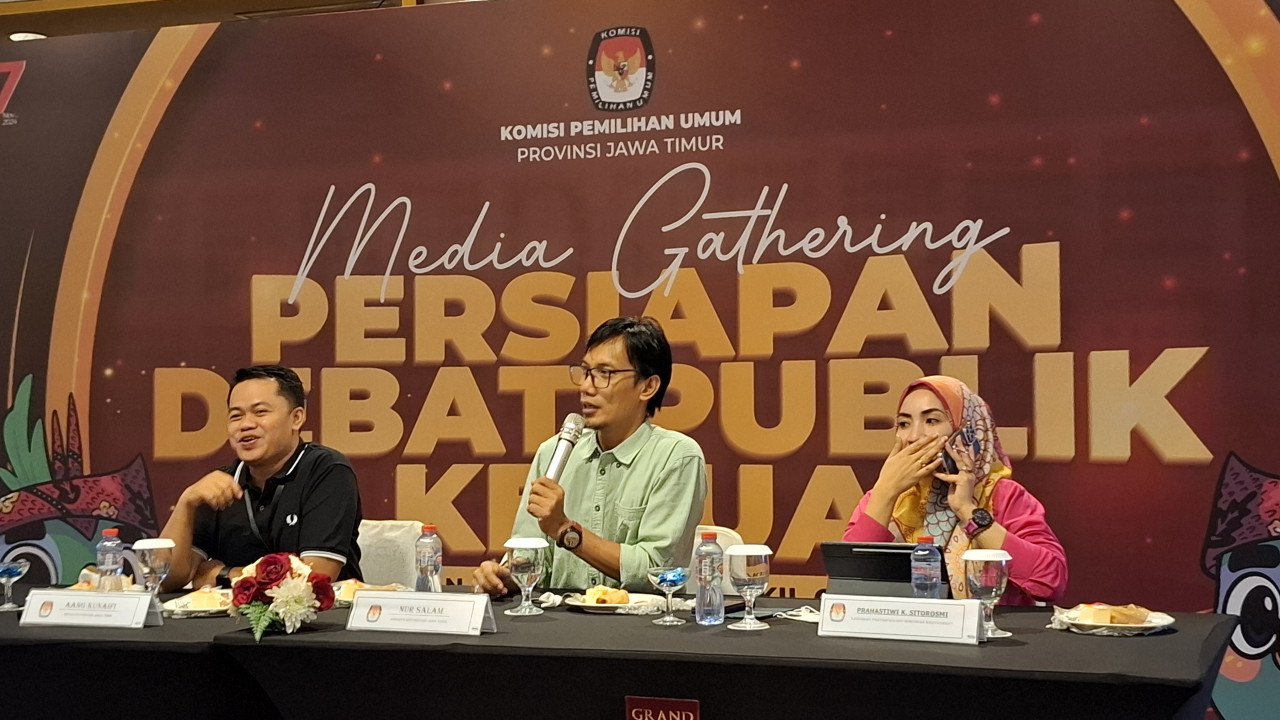 Pernyataan resmi persiapan debat publik kedua Pilgub Jatim 2024 (foto: Ni'am Kurniawan/jatimnow.com)