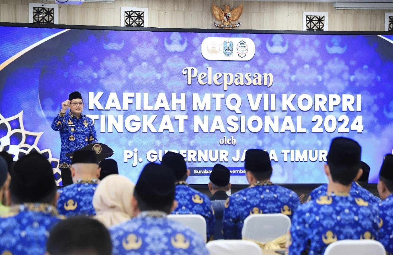 Pj Gubernur Jatim Lepas Kafilah MTQ Korpri 2024: Target Juara Umum