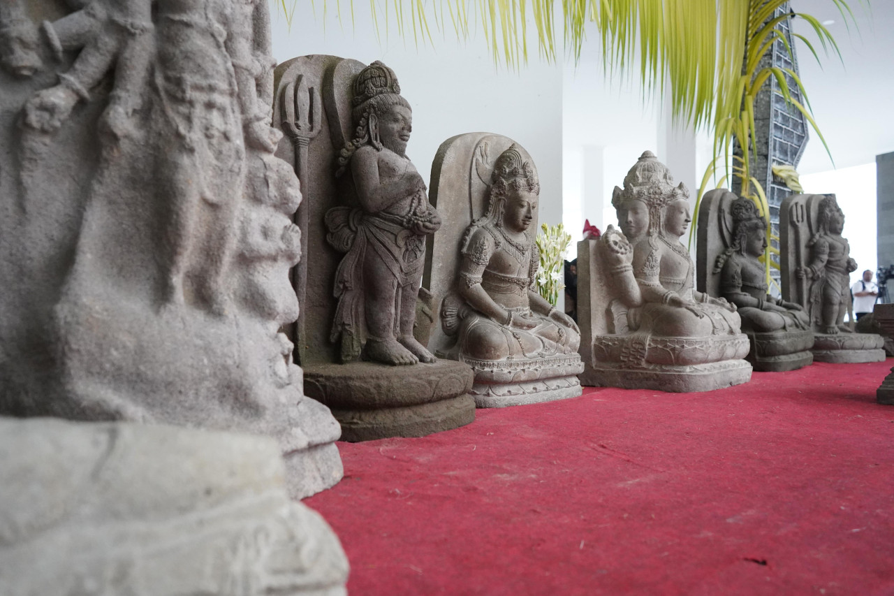 Deretan arca peninggalan Situs Tondowongso Kediri. (Foto: Pemkab Kediri/jatimnow.com)