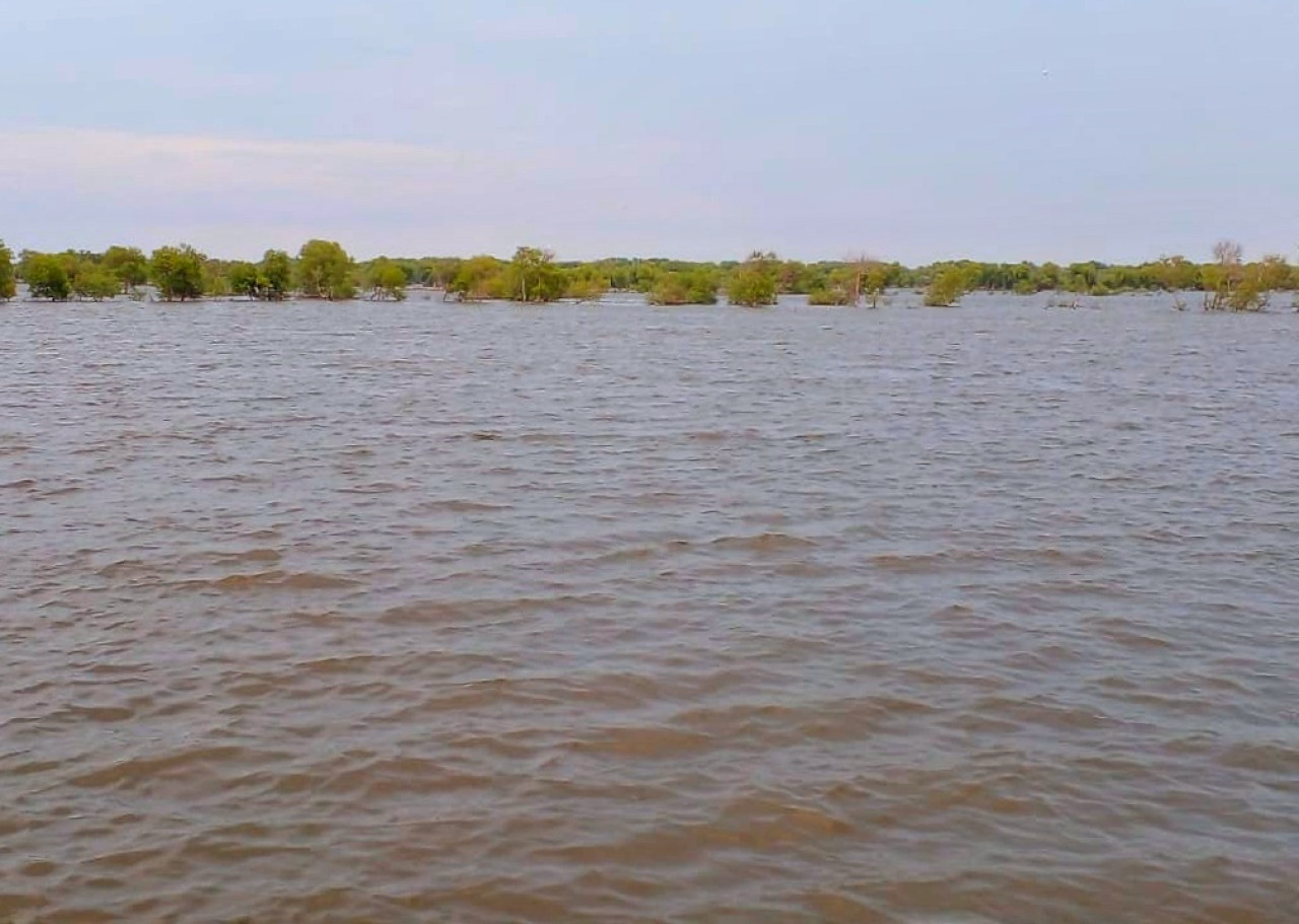 Banjir rob yang menggenangi ratusan hektar lahan tambak di pesisir pantai timur Sedati Sidoarjo. (foto: Ahaddiini HM/jatimnow.com).