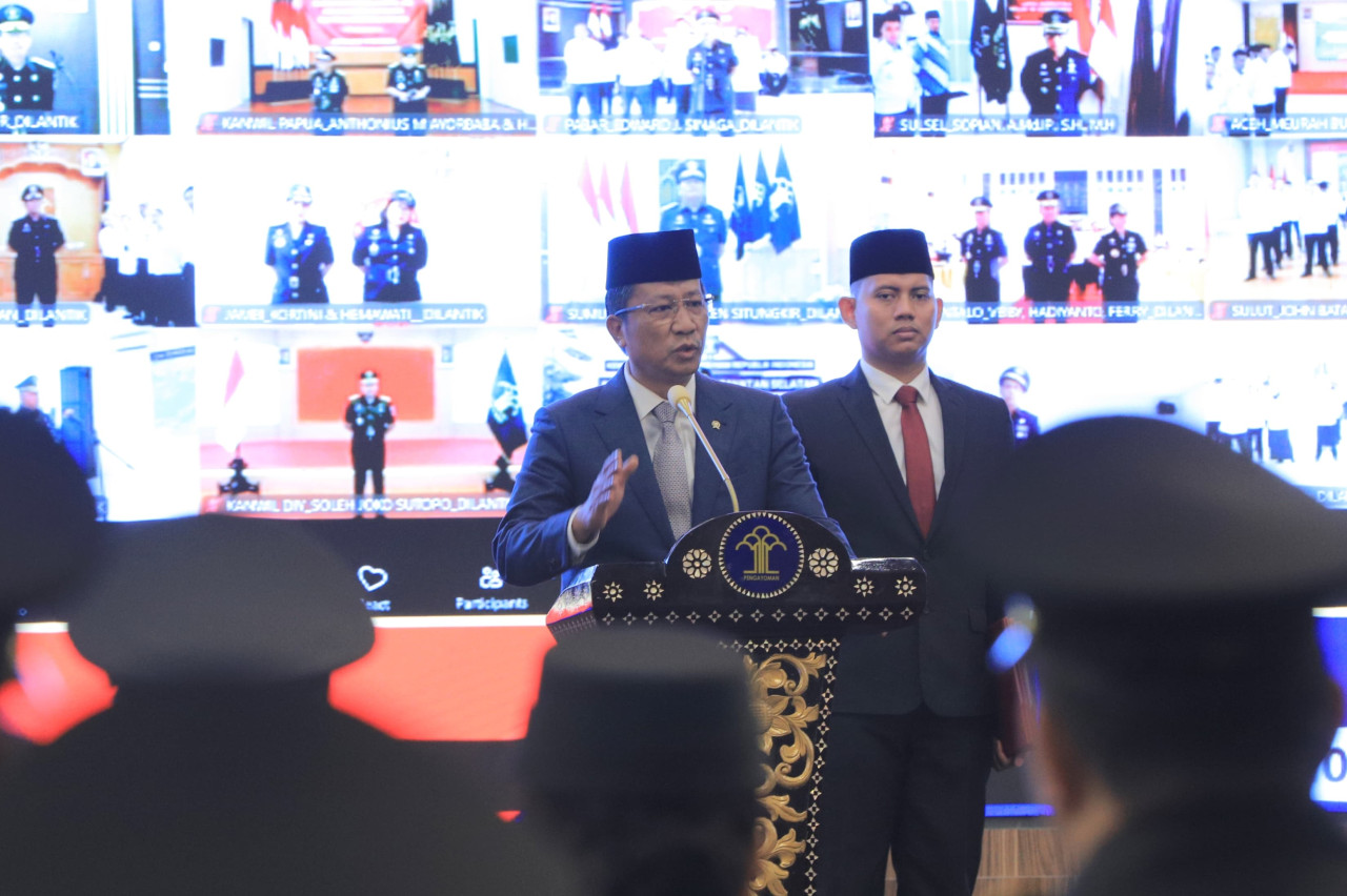 Haris Sukamto resmi menjabat sebagai Kepala Kantor Wilayah Kementerian Hukum Jawa Timur. (Humas Kemenkumham Jatim)