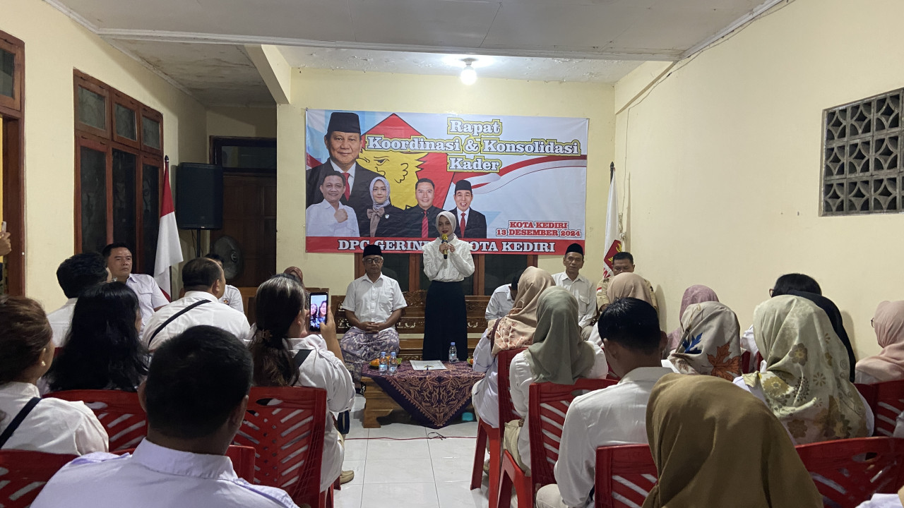 Vinanda dalam acara konsolidasi Gerindra Kota Kediri. (Foto: Yanuar Dedy/jatimnow.com)