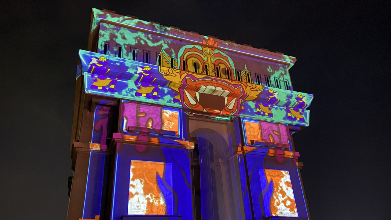 Video mapping SLG Kediri dalam acara Kemerdekaan beberapa tahun lalu. (Foto: Yanuar Dedy/jatimnow.com)
