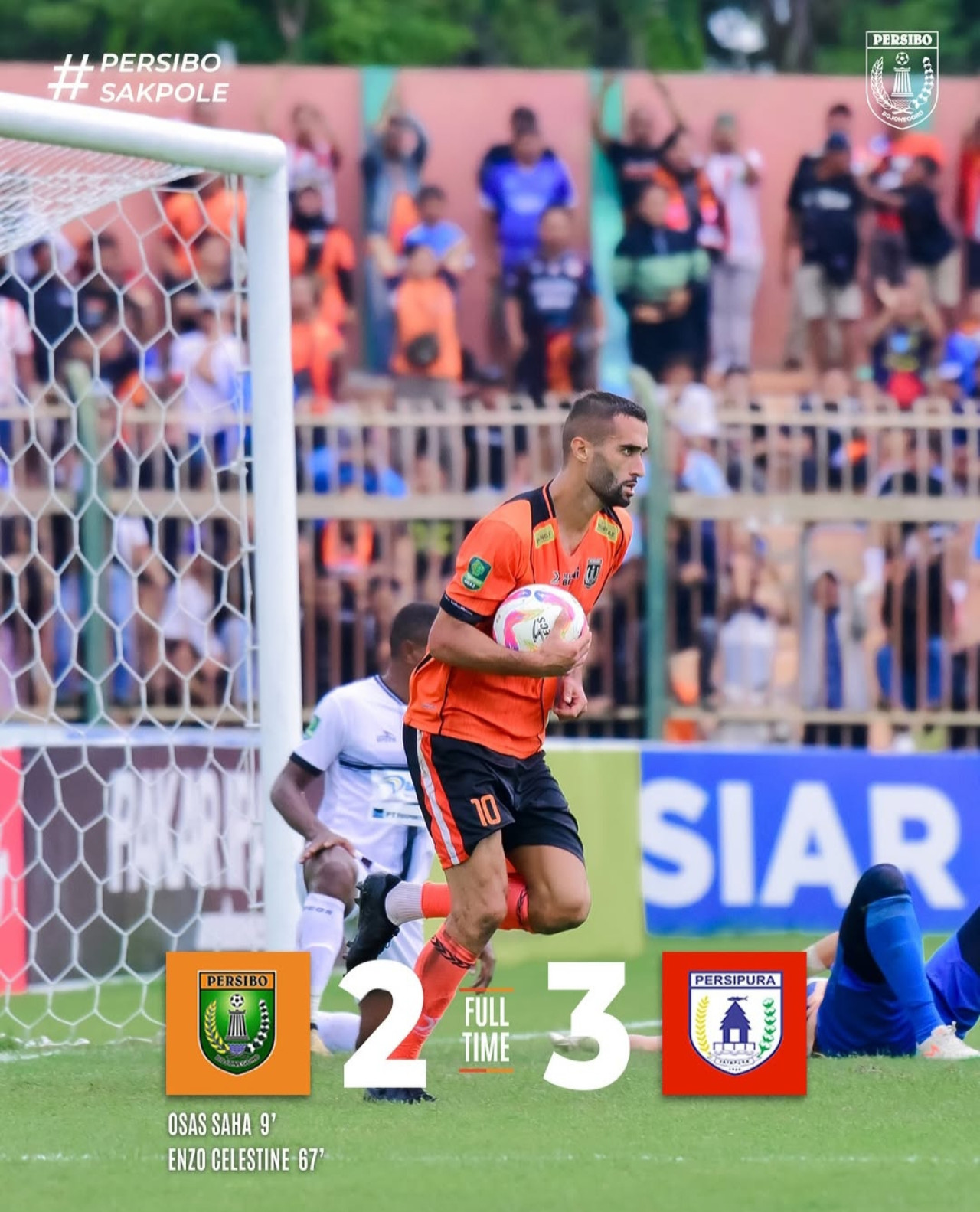 Enzo Nicolas Jacques Celestine usai mencetak gol di gawang Persipura (Foto: Tangkap layar IG Persibo for jatimnow.com)