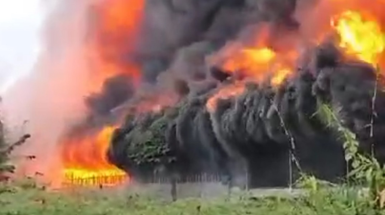 Kondisi kandang ayam milik warga yang terbakar (Foto: Tangkapan layar rekaman video amatir for jatimnow.com)