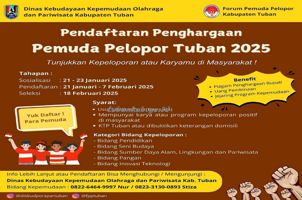 Pendaftaran Penghargaan Pemuda Pelopor 2025 Tuban Segera Dibuka, Cek Tanggalnya!