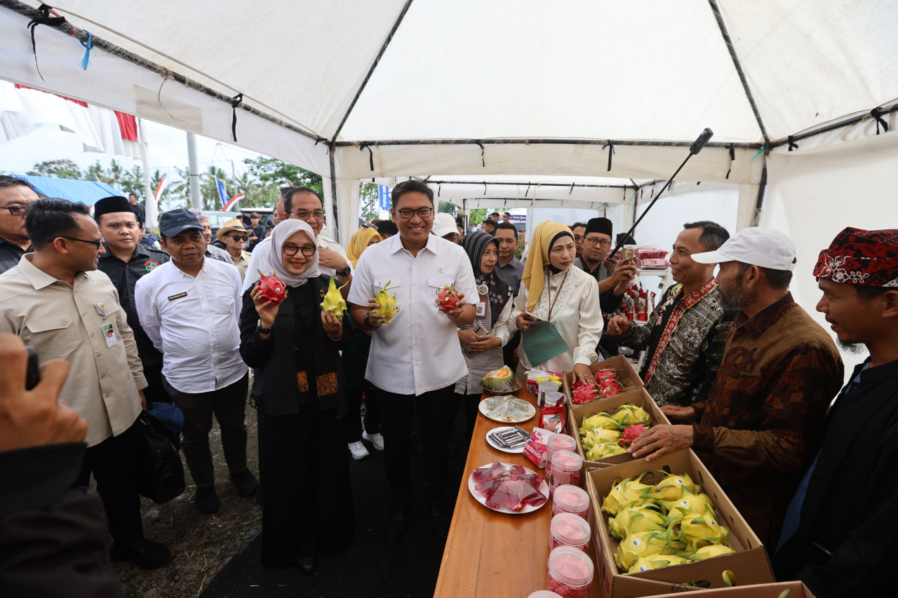 Wamen Pertanian saat mengunjungi produksi dan pengemasan beras organik Banyuwangi. (Foto: Humas Pemkab Banyuwangi for jatimnow.com)
