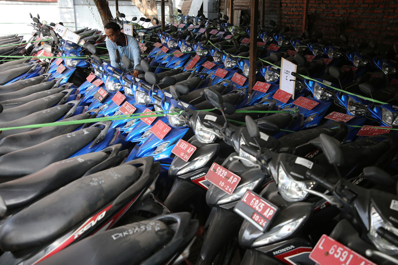 Deretan kendaraan roda 2 yang dilelang Pemkot Surabaya (foto: Humas Pemkot Surabaya for jatimnow.com)
