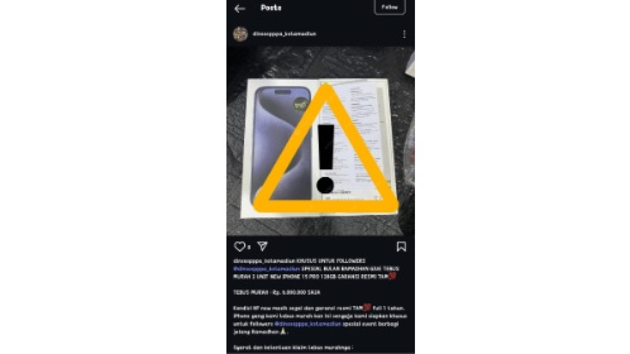 Instagram Dinsos PPPA Kota Madiun Diretas, Jual HP Murah