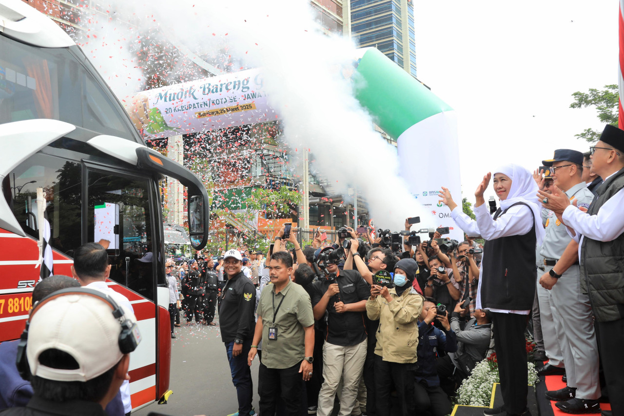 4.008 Peserta Mudik Gratis Pemprov Jatim Full Senyum