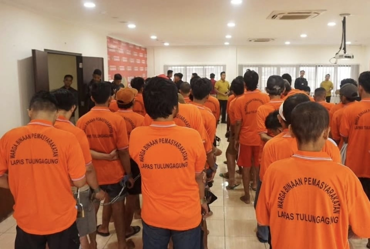 Narapidana pindahan dari Rutan Klas 1 Surabaya. (Foto: Lapas Tulungagung/jatimnow.com)