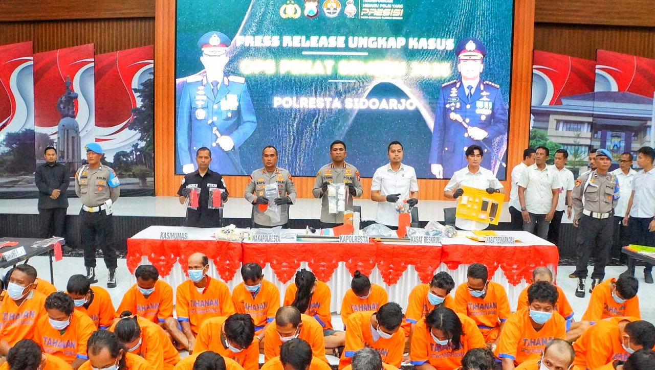 12 Hari Operasi Pekat, Polisi Tangkap 197 Pelaku Kejahatan di Sidoarjo