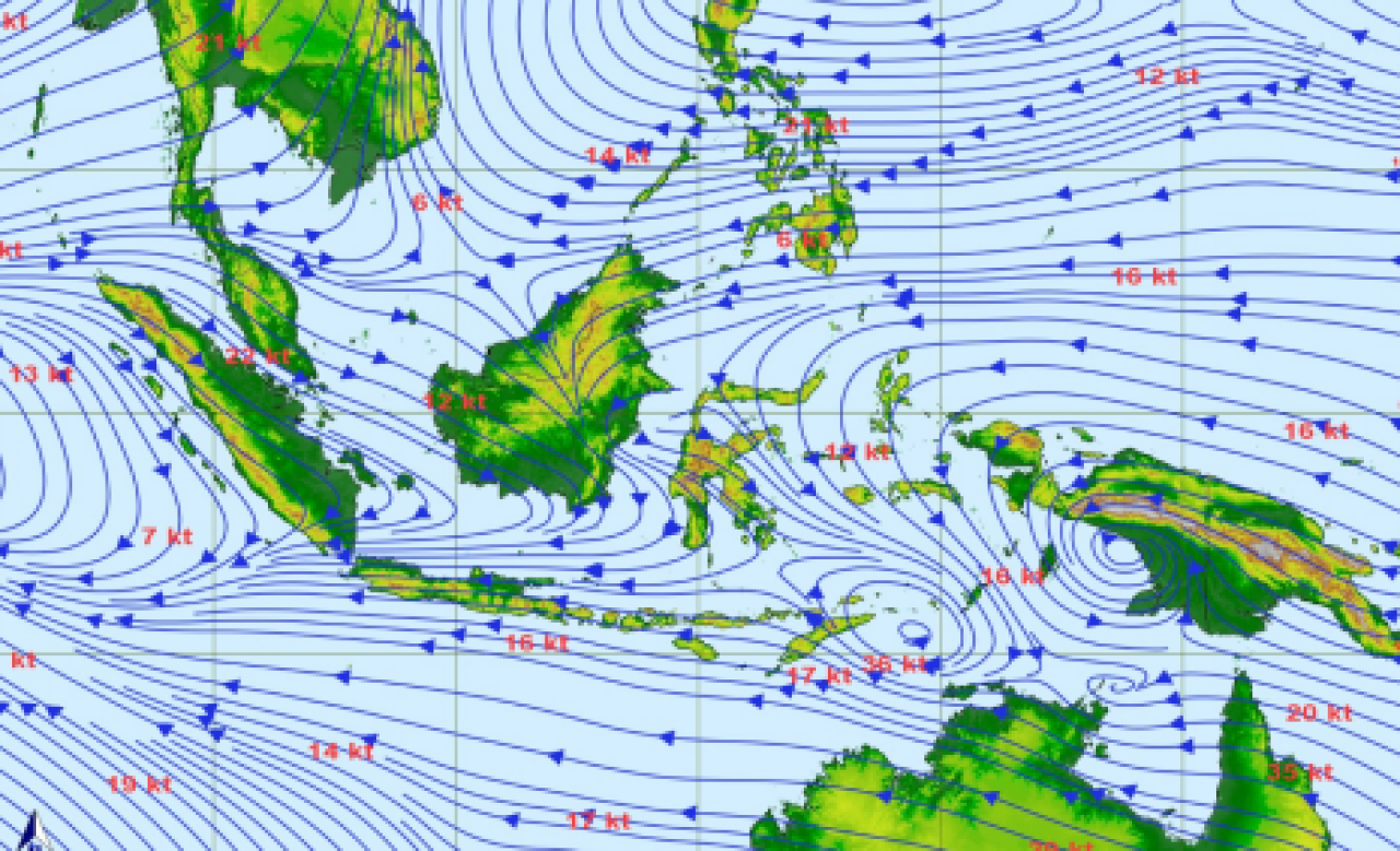 Gambar Angin Gradien 3000 feet. (Foto: BMKG Juanda)