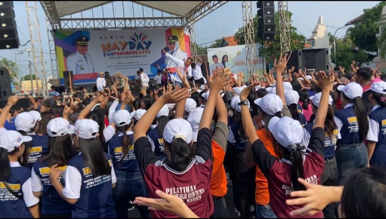 Perayaan May Day di Ponorogo. (Foto: Ahmad Fauzani/jatimnow.com)