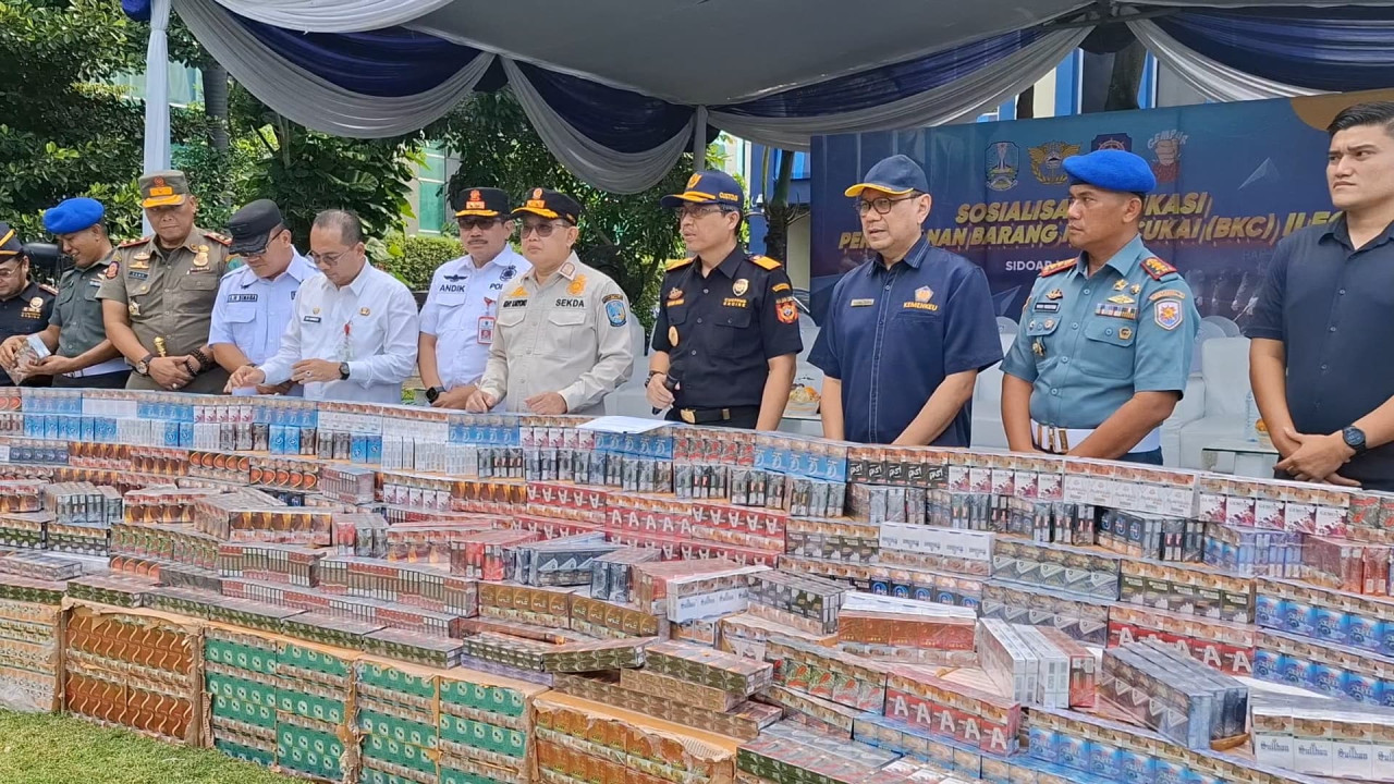 12 Juta rokok ilegal hasil tangkapan Bea Cukai Jatim (foto: Bea Cukai Jatim for jatimnow.com)