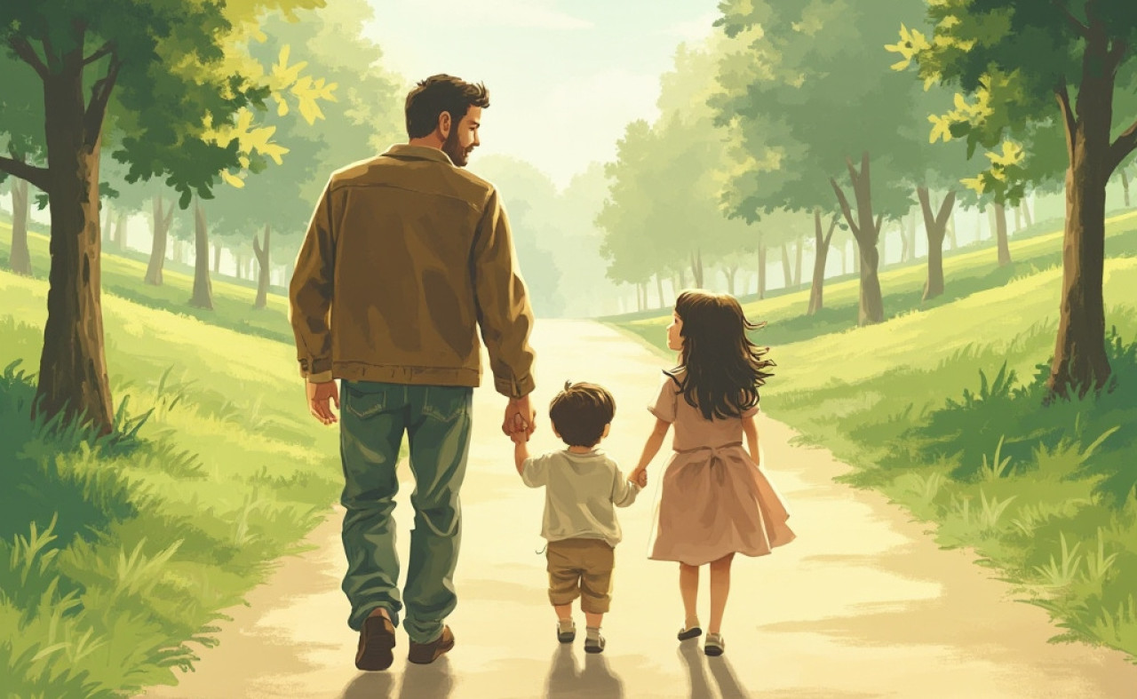 Peran ayah dalam perkembangan anak sangat khas dan tidak bisa tergantikan oleh ibu. Foto: Ilustrasi/AI image generator