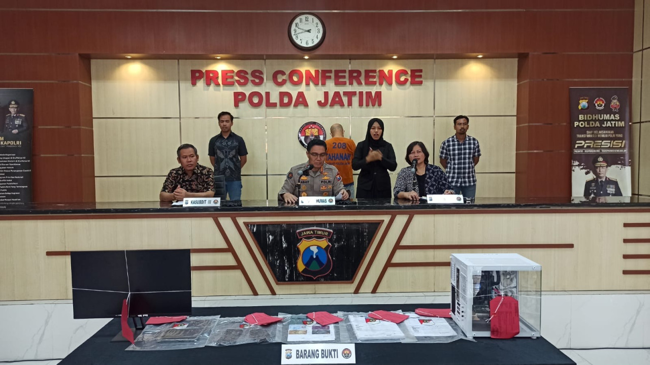 Polda Jatim ungkap perdagangan orang. (Foto: Fatkur Rizki/jatimnow.com)