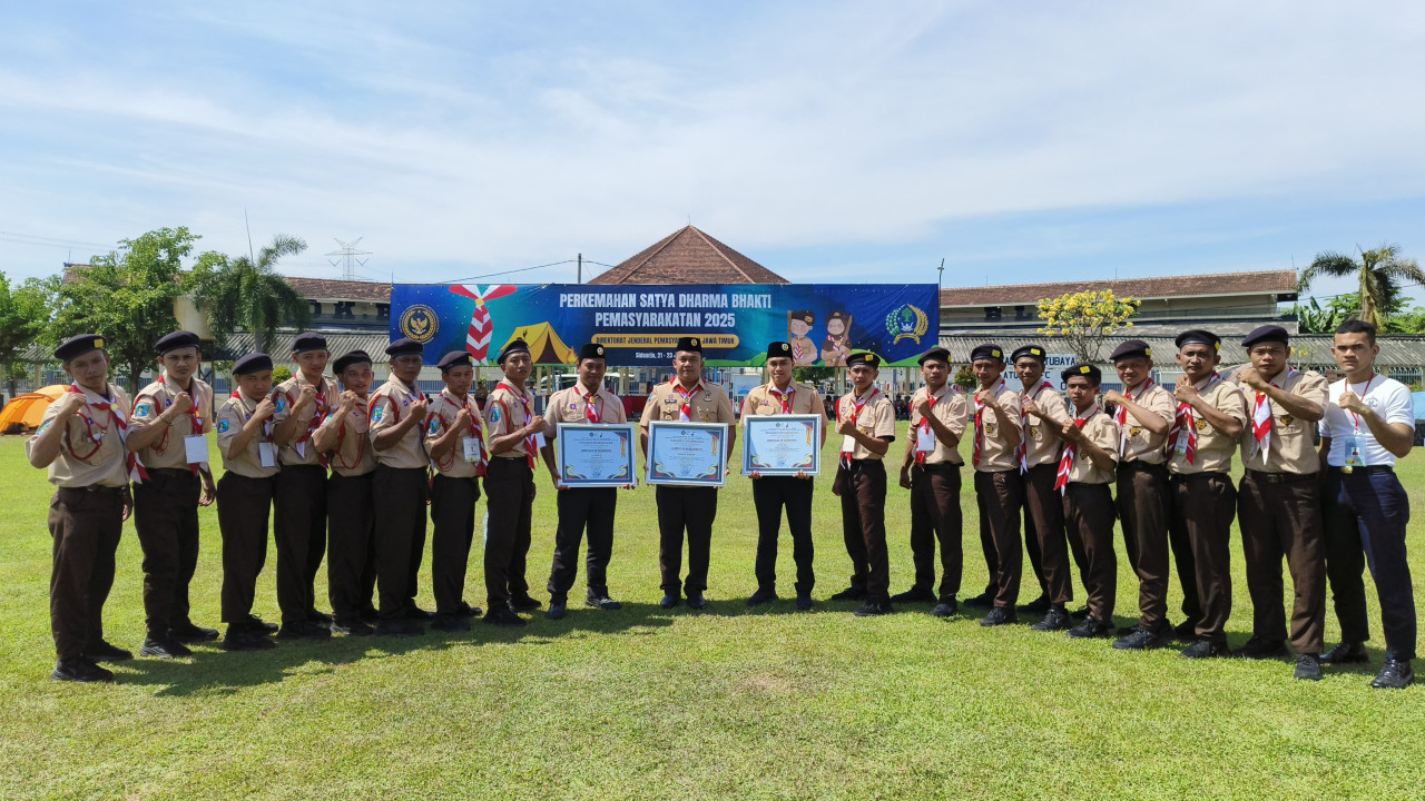 Foto: Kontingen Pramuka Lapas Tulungagung saat menjuarai lomba (Lapas Tulungagung/jatimnow.com)