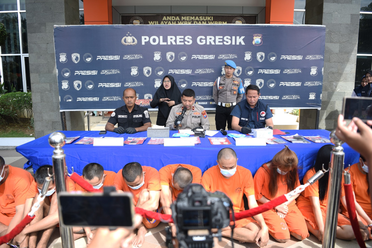 Foto: Konferensi pers Polres Gresik ungkap kasus peredaran narkoba (Humas Polres Gresik/jatimnow.com)