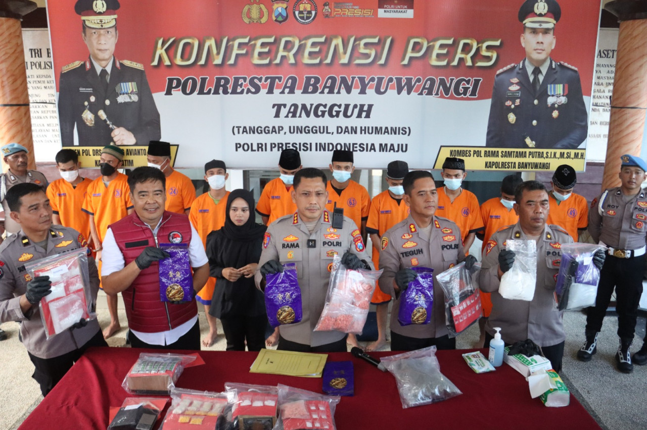 Rilis di Polresta Banyuwangi. (Foto: Polresta Banyuwangi/jatimnow.com)