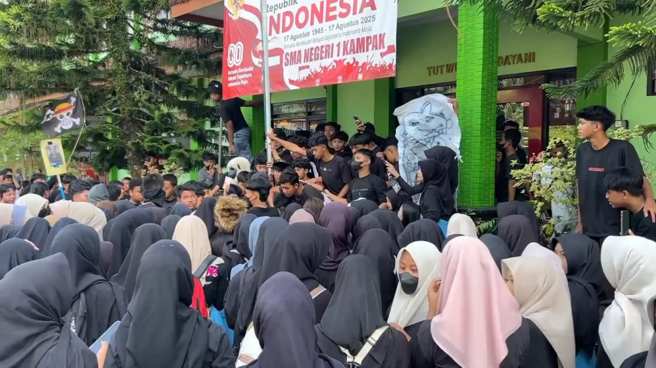 Aksi siswa SMAN 1 Kampak Trenggalek. (Foto: Bramanta Pamungkas/jatimnow.com)