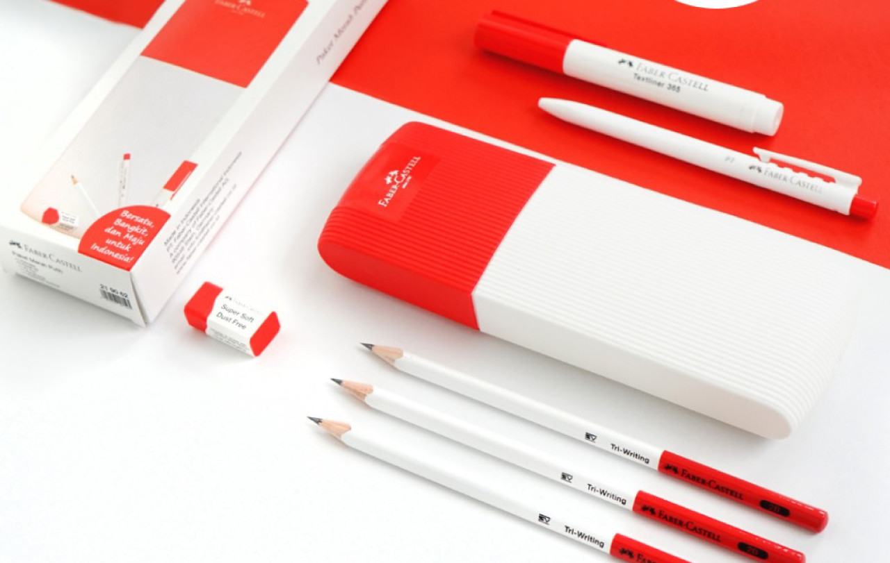Paket alat tulis eksklusif bertema Merah Putih. (Foto: Faber Castell for JatimNow.com).
