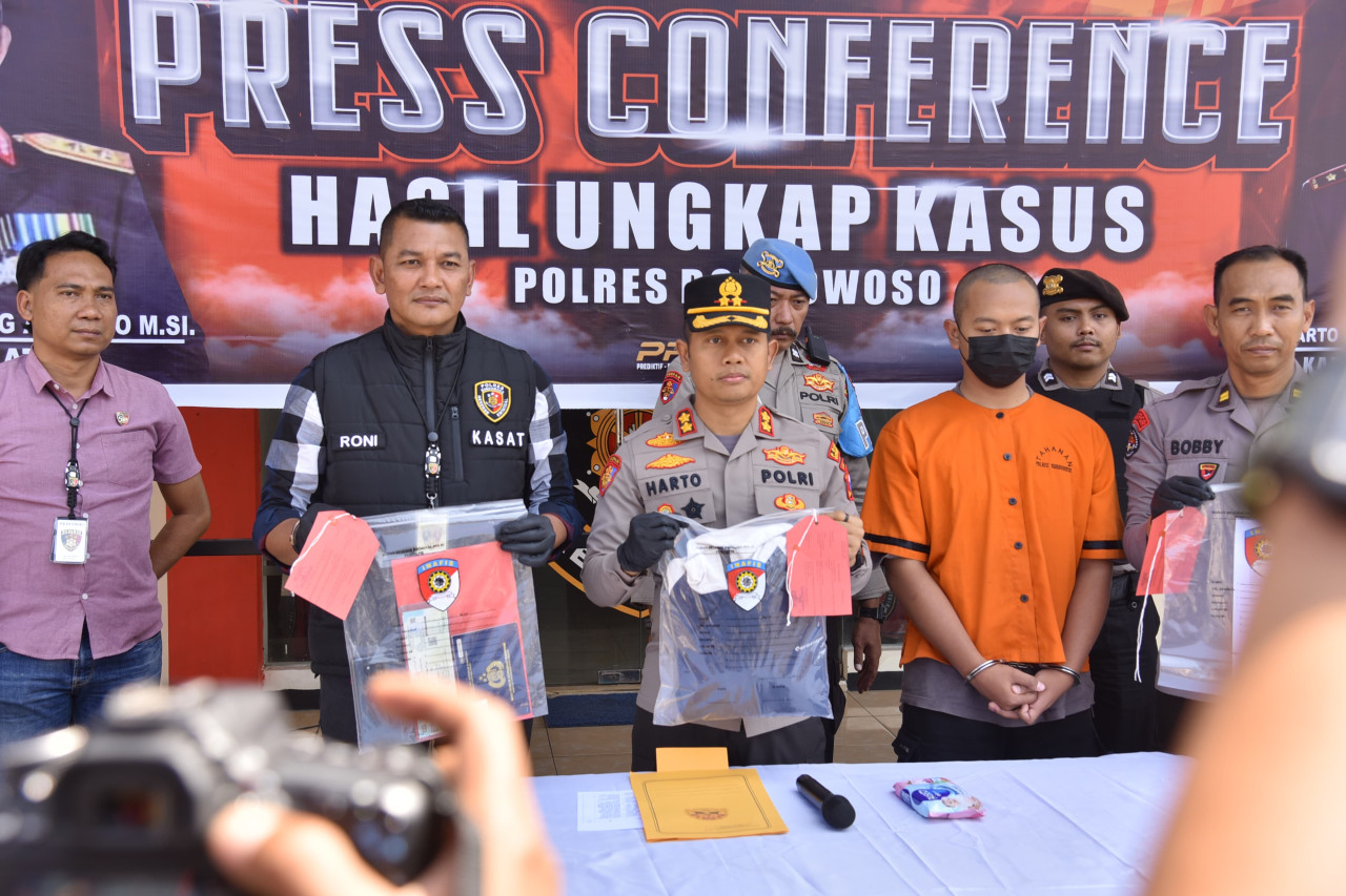 Pengungkapan laporan palsu di Bondowoso. (Foto: Polres Bondowoso/jatimnow.com)