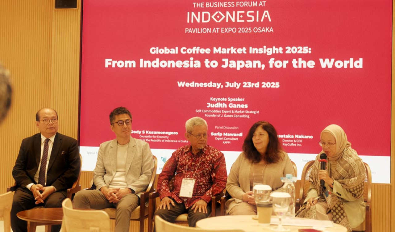 Forum internasional bertajuk "Global Coffee Market Insight 2025: From Indonesia to Japan, for the World" di Paviliun Indonesia, World Expo Osaka. (Foto: KAPPI for JatimNow.com)