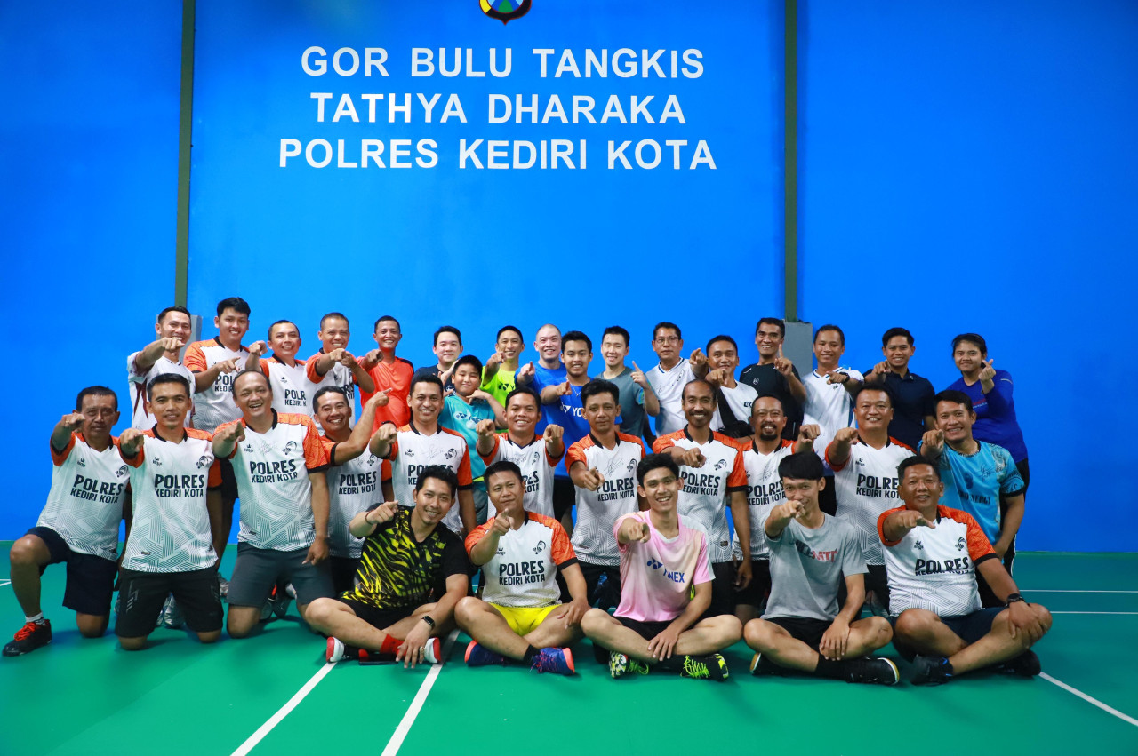 Marcus Gideon saat berlatih di Kediri. (Foto: Polres Kediri Kota/jatimnow.com)