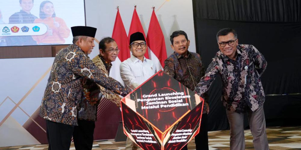 Grand Launching Penguatan Ekosistem Jaminan Sosial Melalui Pendidikan yang digelar di Universitas Airlangga, Surabaya. Foto/JatimNow.com