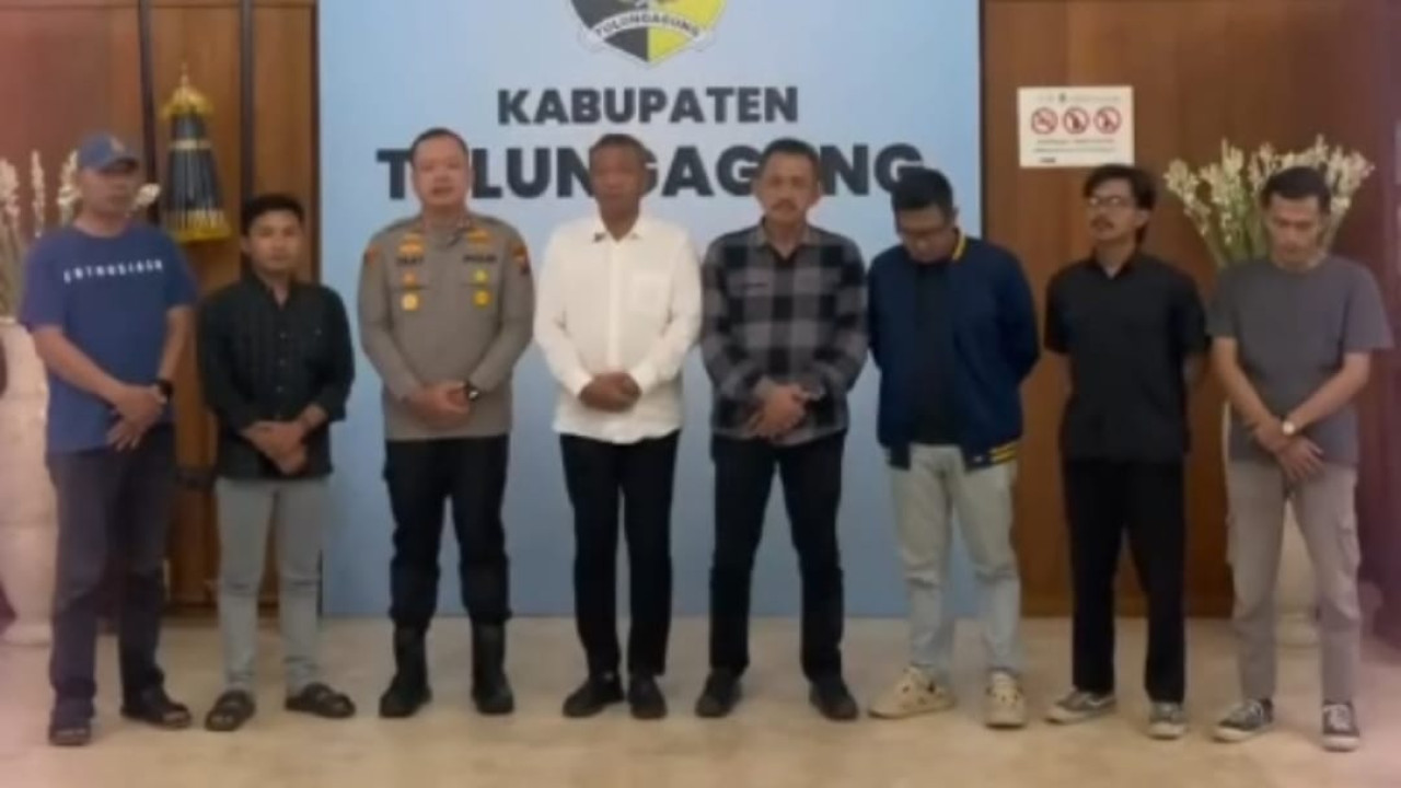 Foto: Koordinator aksi bersama Forkopimda Tulungagung (Capture video/jatimnow,com)