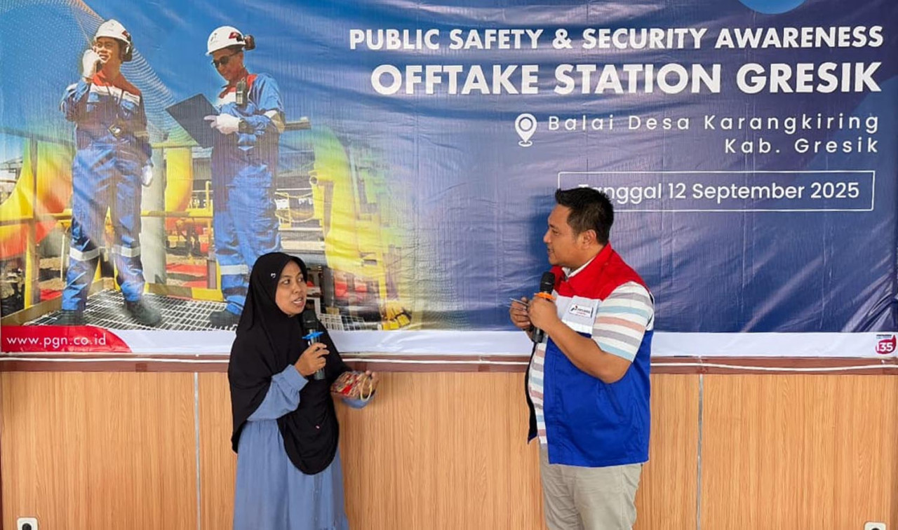 Kegiatan Public Safety and Security Awareness (PSSA) PGN SOR III di Desa Karangkiring, Gresik, berjalan interaktif. (Foto/PGN)