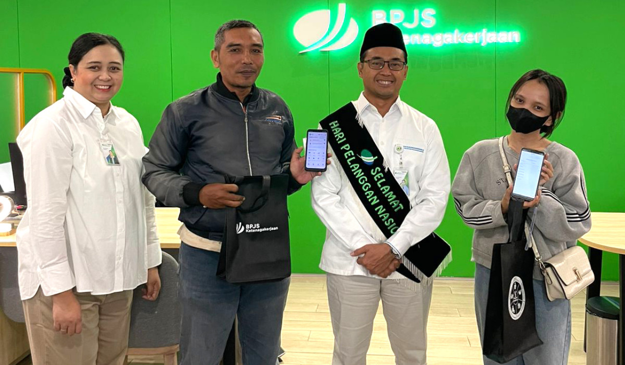 Kepala Kantor Cabang BPJS Ketenagakerjaan Sidoarjo, Arie Fianto, menyambut langsung para peserta yang hadir di kantor cabang dan berdialog secara interaktif. (Foto/jatimnow.com)