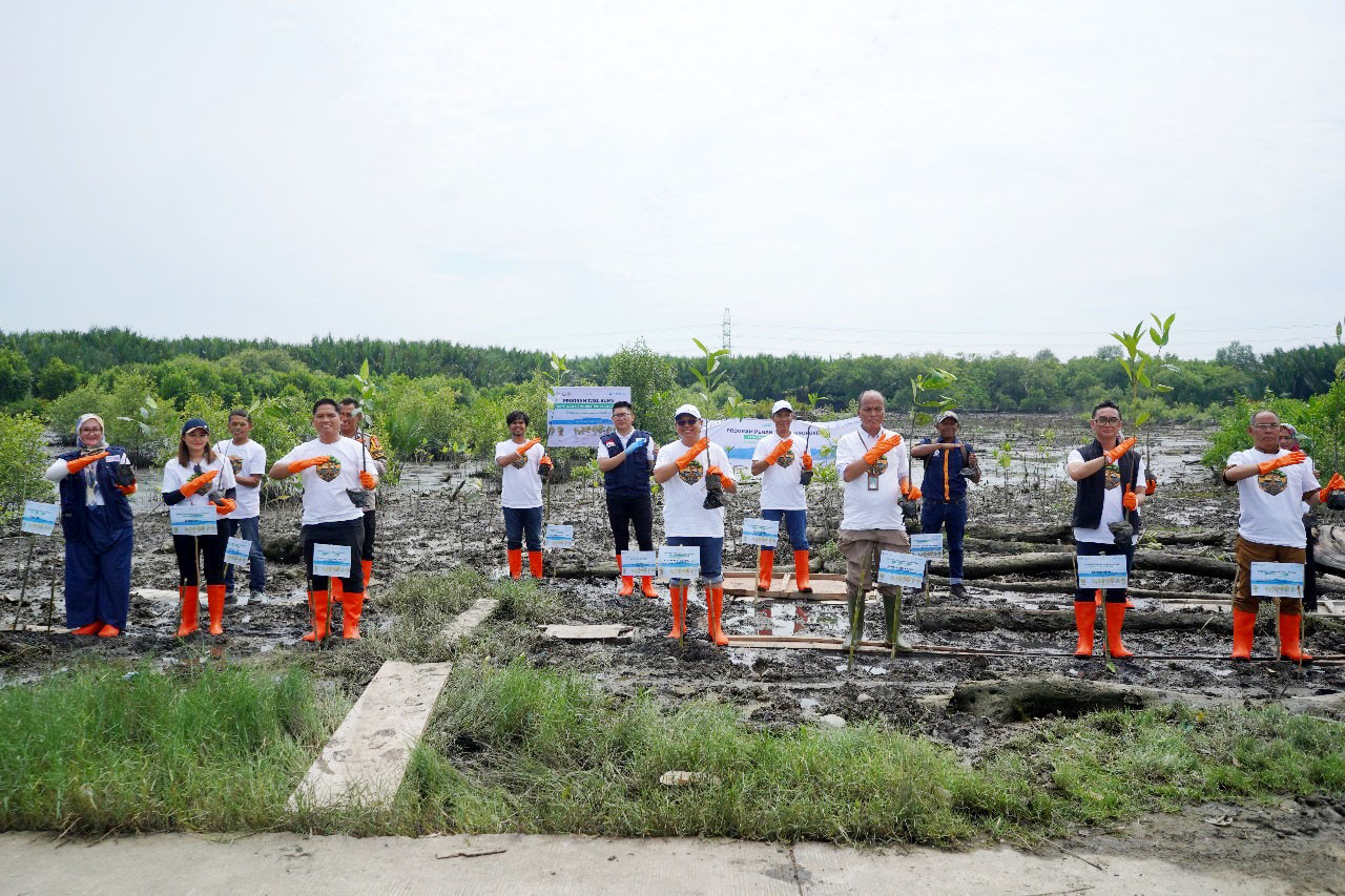 PTP Nonpetikemas berpartisipasi aktif dalam aksi penanaman 11.000 bibit mangrove di kawasan Danau Siombak, Medan, Sumatera Utara. (Foto: PTP Nonpetikemas for JatimNow.com)