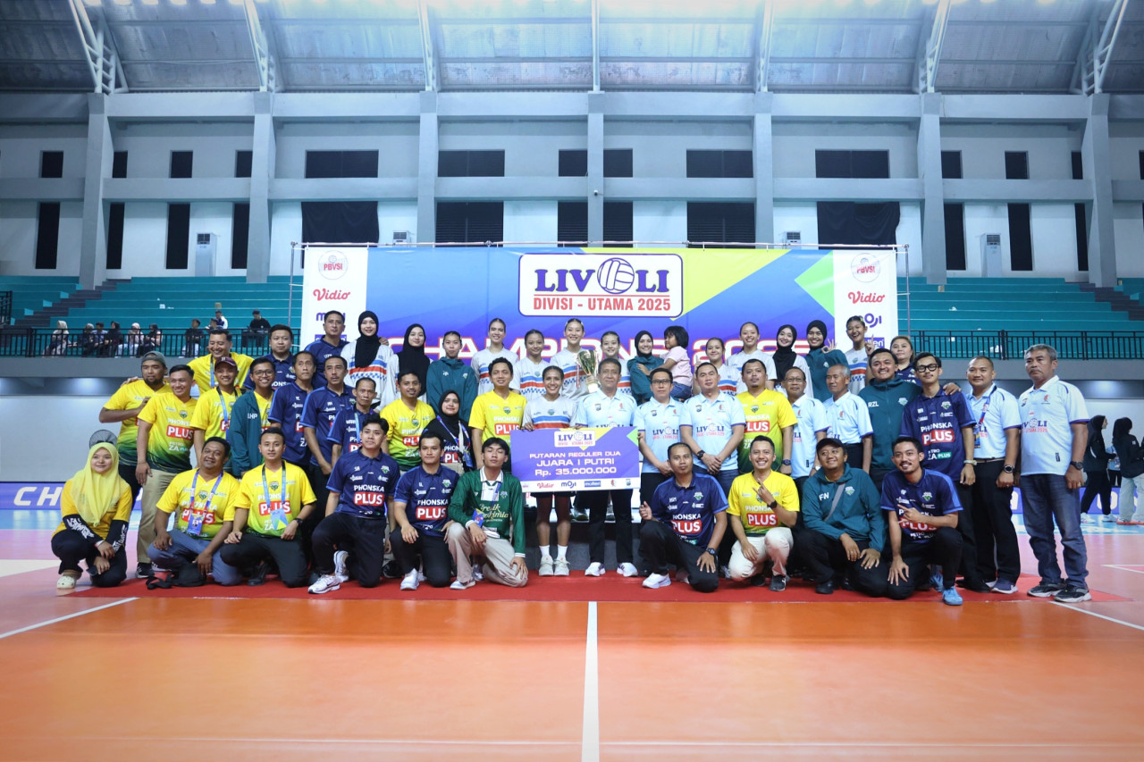 Foto: Tim Petrokimia Gresik Pupuk Indonesia di Livoli Divisi Utama 2025 Putaran Reguler Kedua. (PBVSI/jatimnow.com)
