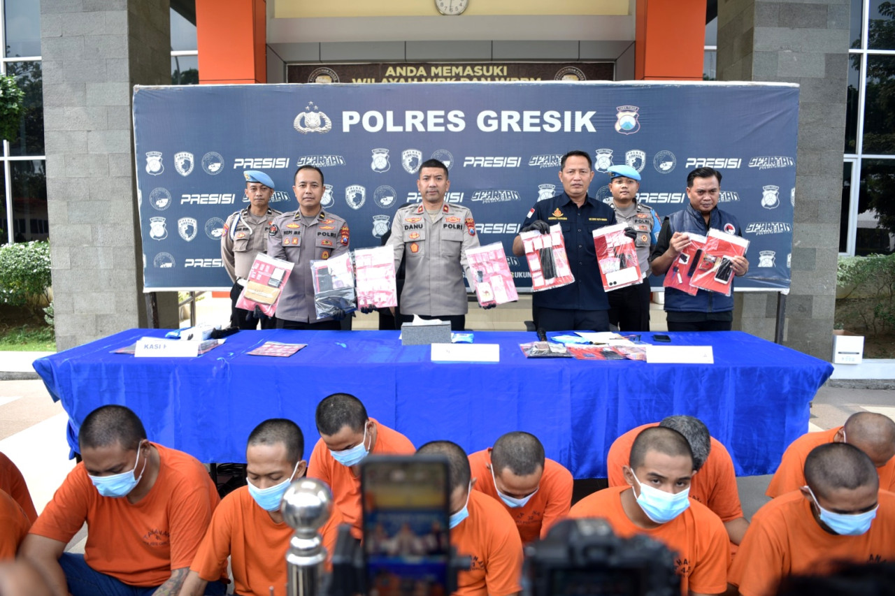 Foto: Press conference ungkap kasus narkoba di Polres Gresik (Humas Polres Gresik/jatimnow.com))