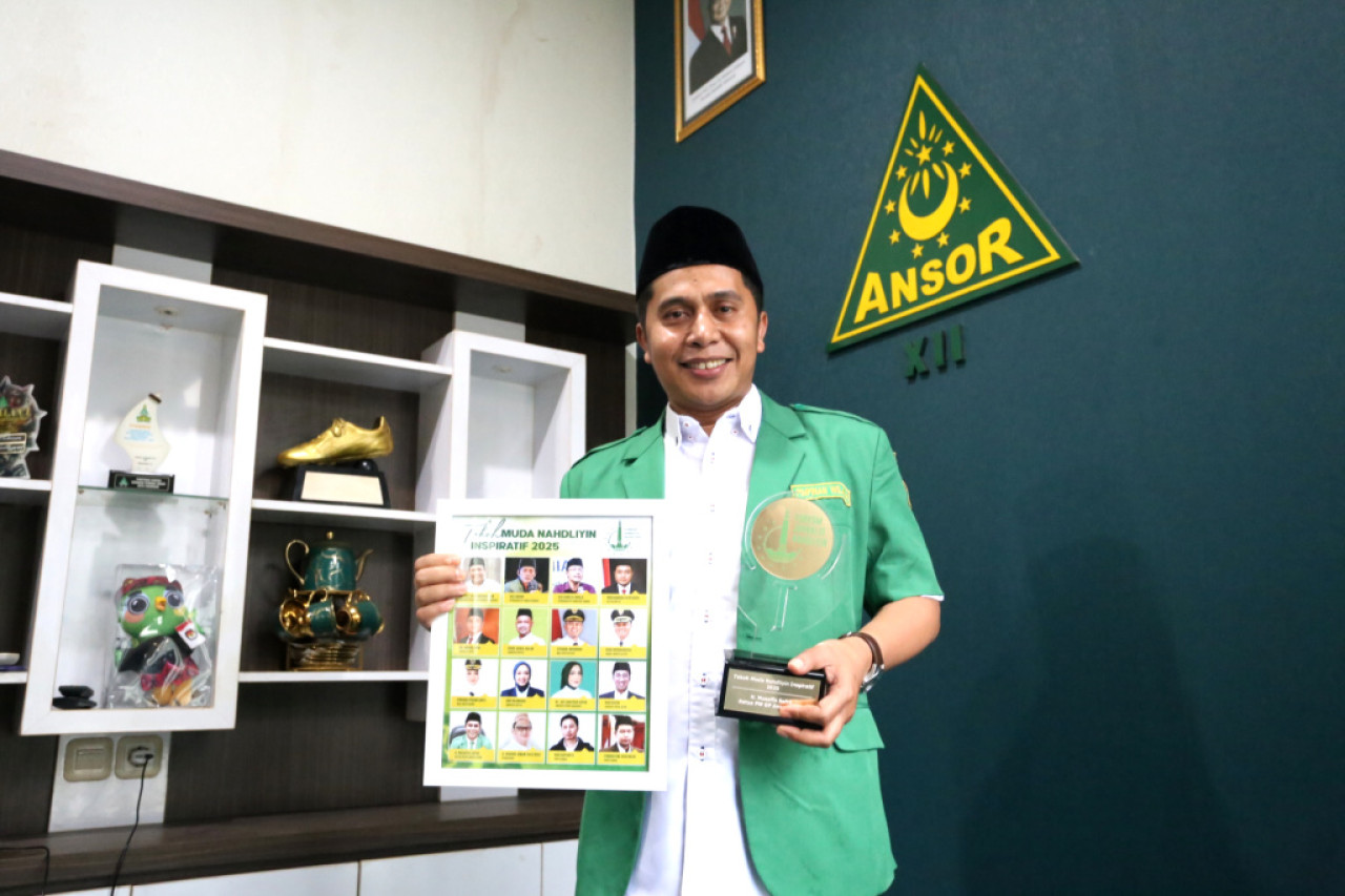 Ketua PW GP Ansor Jawa Timur, H. Musaffa Safril, terpilih sebagai Tokoh Muda Nahdliyin Inspiratif 2025 versi FJN. (Foto: Ali Masduki/jatimnow.com)