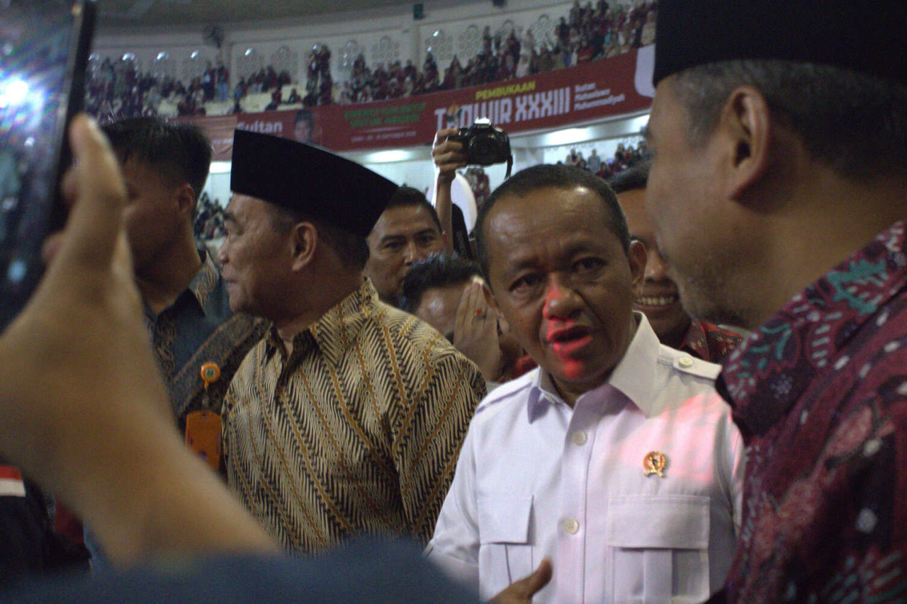 Foto: Menteri Energi dan Sumber Daya Mineral (ESDM) Bahlil Lahadalia saat hadir di acara Tanwir IMM di Malang. (Ahmad Al Ghifari/jatimnow.com)