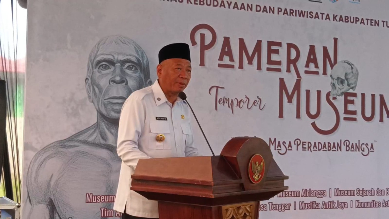 Foto: Bupati Tulungagung, Gatut Sunu Wibowo saat membuka pameran museum. (Bramanta/jatimnow.com)