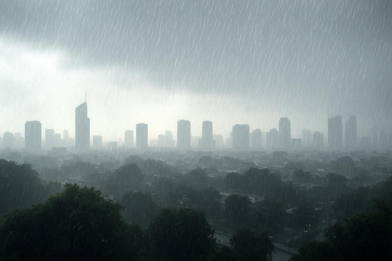 Riset Ecoton dan BRIN mengungkap air hujan Jakarta mengandung mikroplastik akibat polusi udara. (Foto: Ilustrasi/ChatGPT Image)