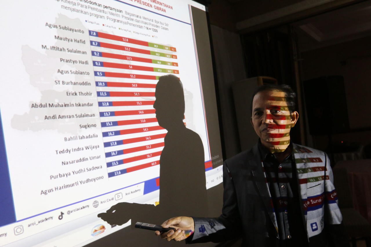 Baihaki Siradjt saat memaparkan hasil survei (foto: Ni'am/jatimnow.com)