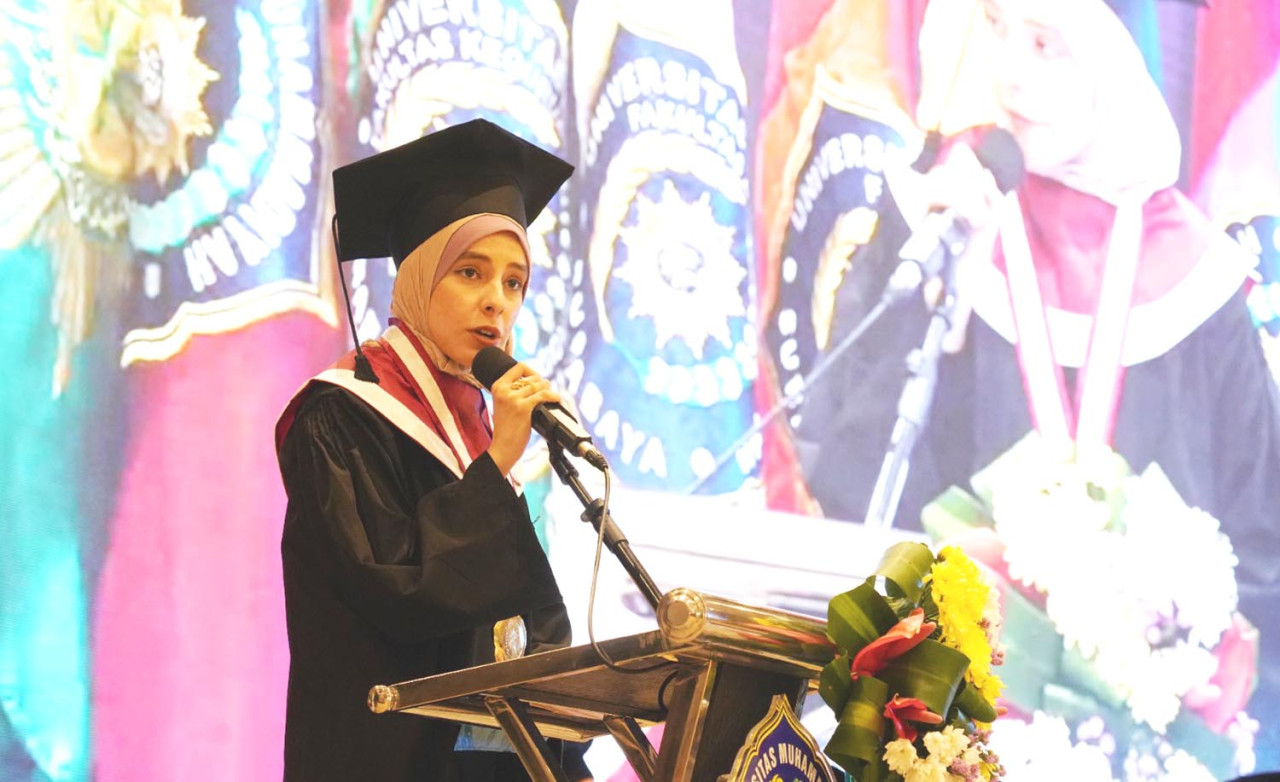 Sondos Jehad Shnewra, mahasiswi asal Palestina. (Foto: Humas UM Surabaya)