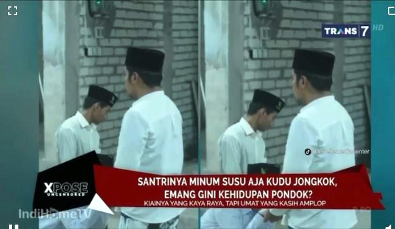 Potongan video tayangan yang dianggap tidak menghormati simbol-simbol keilmuan dan kemuliaan pesantren. (Foto/Tangkapan Layar)