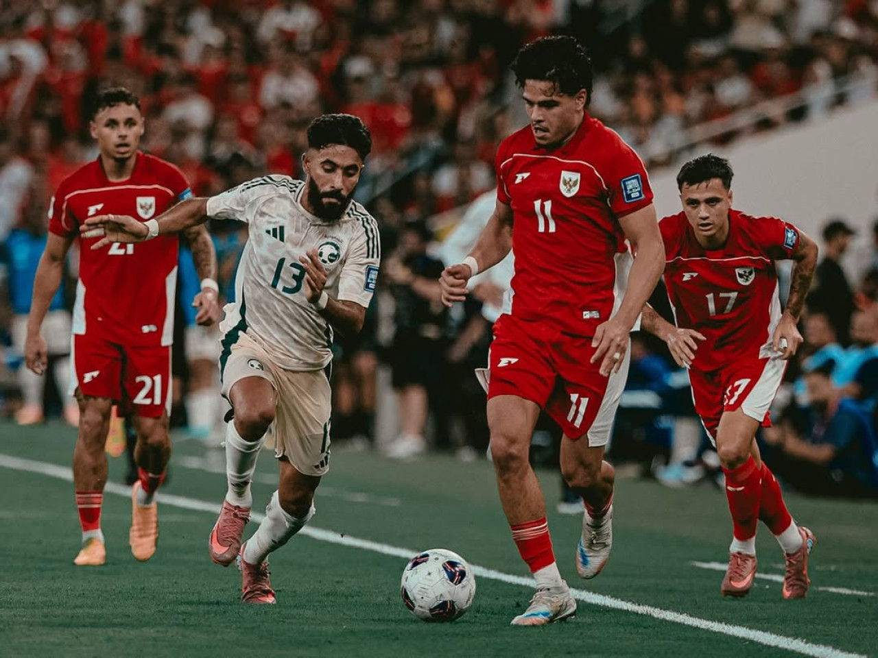 Foto: Timnas Indonesia saat melawan Arab Saudi. (instagram.com/jatimnow.com)