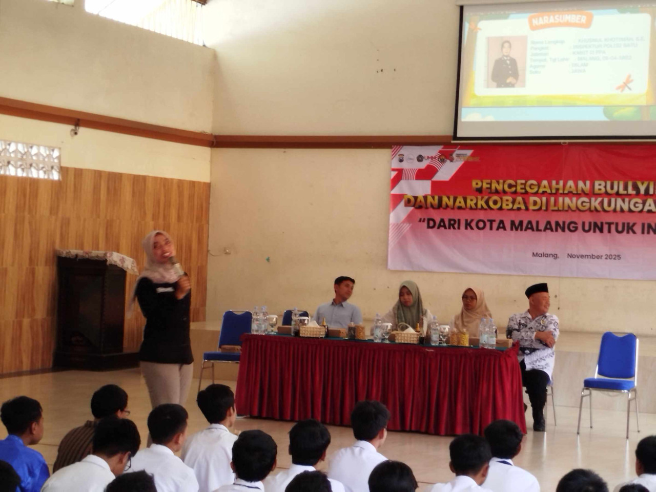 Foto: Sosialisasi bullying di SMPN 3 Kota Malang oleh Polresta Malang Kota (Aris / Jatimnow)