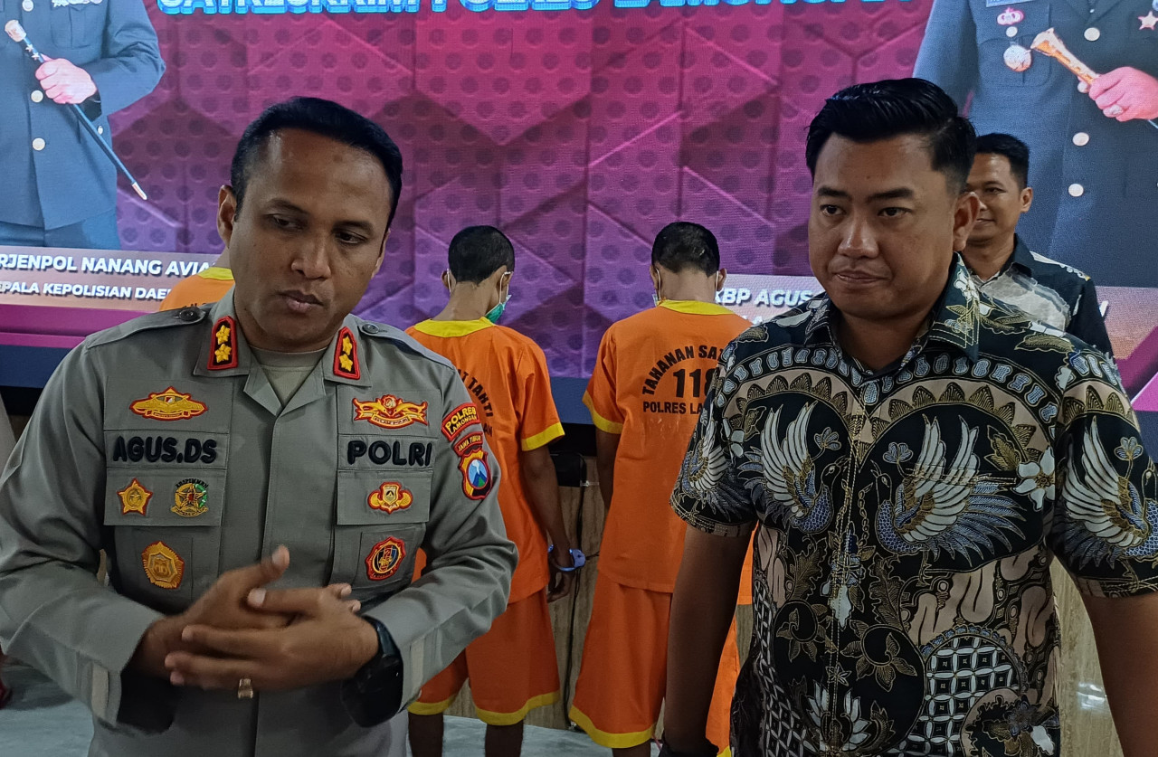 Foto: Kapolres Lamongan, AKBP Agus Dwi Suryanto saat ungkap kasus curat. (Adyad Ammy Iffansah/jatimnow.com)
